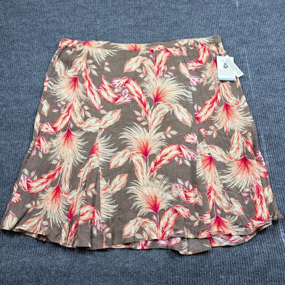 Jaclyn Smith Skirt Woman 3X Brown Tropical Floral Crepon Godet